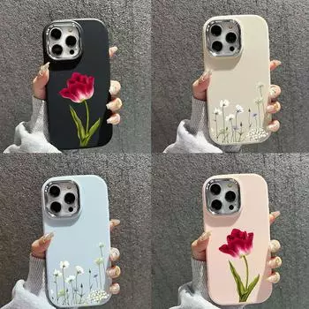 Мягкая задняя крышка N93 Peony для Samsung S24 Ultra A54 A35 A14 iPhone 16 15 14 13 Pro Max Xiaomi Redmi Note13 Infinix Plating Frame Camera Protector Case Samsung A02