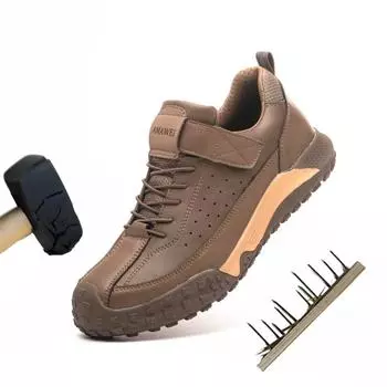 Мягкая защитная обувь для мужчин со стальным носком, противоударная мужская рабочая обувь, кроссовки, легкая, неразрушимая обувь с защитой от проколов 40 хаки