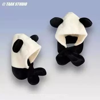 Мягкая защитная шапка-шарф, интегрированный комплект из трех предметов, симпатичная шапка-кошка, женская, осенне-зимняя, теплая, универсальная, для студентов M56-58cm