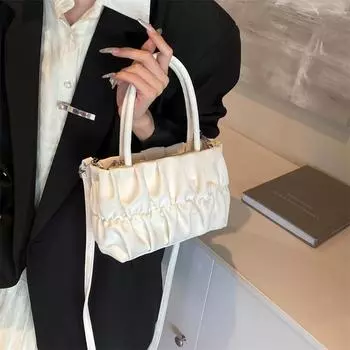 Мягкая женская сумка из искусственной кожи в полоску, складная сумка-клатч через подмышку, белая, розовая, женская, модная