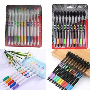 Мягкая зубная щетка для взрослых с бамбуковым углем, бытовая зубная щетка с тонким ворсом, антибактериальная зубная щетка для мужчин и женщин белый