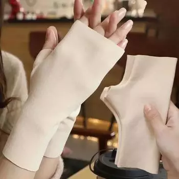 Мягкие бархатные перчатки без пальцев, женские перчатки с сенсорным экраном на половину пальца, тонкие, осенне-зимние, для защиты запястья и ладони, теплые варежки для вождения 2pairs