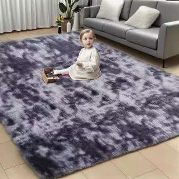 Мягкие большие ковры для спальни, ковер, пушистый, нескользящий, плюшевый, прикроватный ковер для гостиной, ковер для гостиной, игровой для детей 11 темно-серого