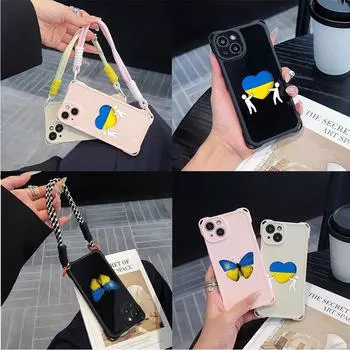 Мягкие чехлы для iPhone 16 15 13 12 11 14 Pro Max 8 Plus, защитный чехол от падения с четырьмя углами, дополнительный шнурок N74 с изображением бабочек и любви for iPhone 7/8