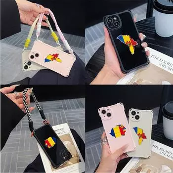Мягкие чехлы для iPhone 16 15 13 12 11 14 Pro Max 7 8 Plus XR Четыре угла Защитный чехол от падения Дополнительный шнурок N91 Флаг Молдовы искусство for iPhone 7/8