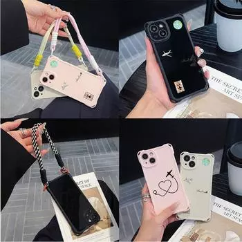 Мягкие чехлы для iPhone 16 15 13 11 Pro Max 8Plus, защитный чехол от падения с четырьмя углами, дополнительный шнурок N68, траектория полета самолета for iPhone 7/8