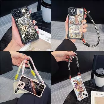 Мягкие чехлы для телефонов Ae92 One Piece Luffy Gear 5 для iPhone 16 15 14 13 12 11 Pro Max 7 8 Plus XR XS с ремешком на запястье, защитным шнурком для углов, задняя крышка for iPhone 7/8