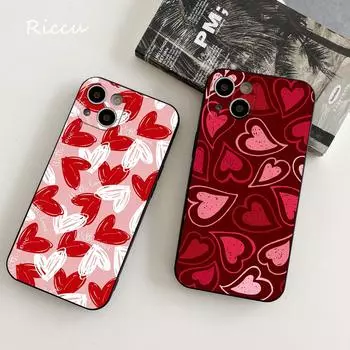 Мягкие чехлы для телефонов для iPhone 14, милый чехол с сердечком для iPhone 14, 11, 12 Pro, 8, 7, 14 Plus X Pro 14 MAX 13 MINI XR XS, iphone 14 plus iphone XR