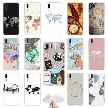 Мягкие чехлы для телефонов из ТПУ с картой мира, планы путешествий для Huawei P50 P40 P30 P20 Pro Lite p30lite p50lite P samrt Z 2019 2020, сумка Huawei P50