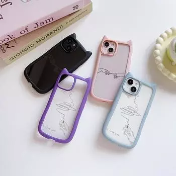 Мягкие чехлы для телефонов с кошачьими ушками для iPhone 15 13 12 11 Pro Max 14Plus TPU Anti-Drop Прозрачная акриловая задняя крышка N70 духовно связаны с кем-то for iPhone XR