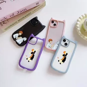 Мягкие чехлы для телефонов с кошачьими ушками для iPhone 16 15 13 12 11 Pro Max 14 Plus, силиконовая анти-падающая прозрачная акриловая задняя крышка N69 с рисунком аниме Haikyuu X Reader art for iPhone XR