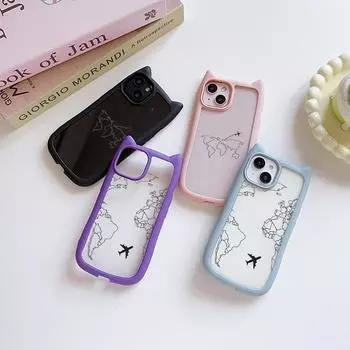 Мягкие чехлы для телефонов с кошачьими ушками для iPhone 16 15 13 12 11 Pro Max 14 Plus XR TPU Anti-Drop Прозрачная акриловая задняя крышка N82 Траектория полета for iPhone XR