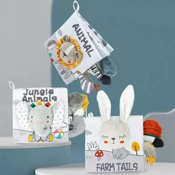 Мягкие детские книги, 3D Touch, высококонтрастная тканевая книга, Монтессори, сенсорная коляска для раннего обучения, игрушки для младенцев, подарки для малышей lion