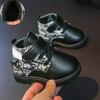 Мягкие детские зимние ботинки, зимние ботинки, нескользящая детская обувь для ходьбы, теплые ботильоны для мальчиков, хлопковые ботинки для девочек, мягкие ботинки для детей 16-insole11CM розовый