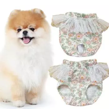 Мягкие дышащие подгузники для домашних животных, сетчатые сращивания с цветочным принтом, менструальные штаны для собак, товары для домашних животных XS белый