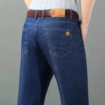 Мягкие джинсы Ice Silk для мужчин, прямые свободные эластичные деловые мужские 29 темно-синий