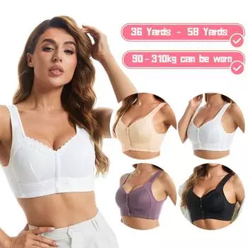 Мягкие хлопковые чашки перед застежкой-молнией в нижнем белье для пожилых людей, дышащая женская майка без стального кольца, кружевной бюстгальтер большого размера 36/80 фиолетовый