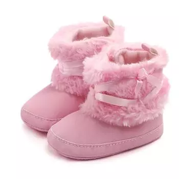 Мягкие хлопковые детские сапоги, зимние милые зимние сапоги с бантом, детские зимние ботинки, нескользящая обувь для новорожденных мальчиков и девочек, первые ходунки 0-6 Months коричневый