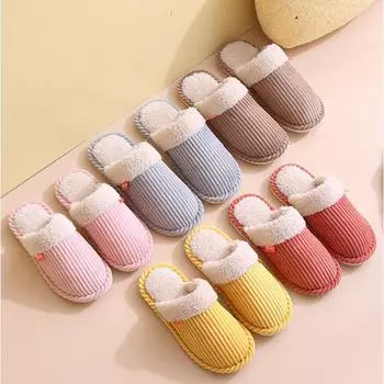 Мягкие хлопковые тапочки на толстой подошве для мужчин и женщин, идеально подходят для ношения в помещении осенью и зимой. 38-39 (fits size 37-38)