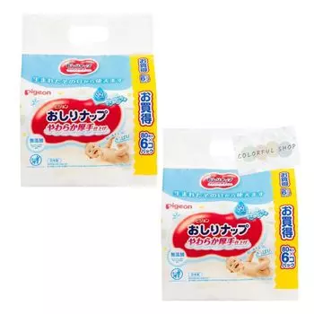 Мягкие и густые детские попы, чистые, 80 листов x 6, 2 комплекта, в оригинальной упаковке, в комплект входят салфетки, ворс, отделка, 99% воды, детали, (12 всего),