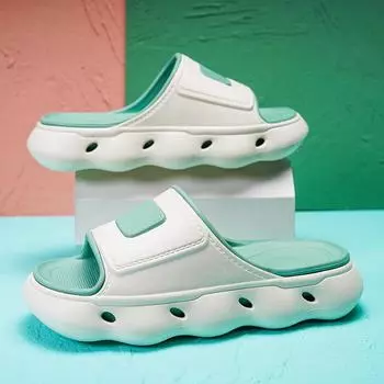 Мягкие и удобные мужские тапочки из ЭВА на толстой подошве. Новинка 2024 года. Спортивные нескользящие, устойчивые к запаху и износостойкие летние домашние тапочки с мягкой подошвой. 40-41 песочный