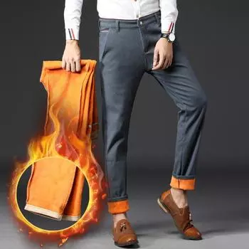 Мягкие и утолщенные свободные прямые осенние брюки. Универсальные мужские корейские осенние и зимние теплые мужские повседневные брюки. Мужской тренд. 28