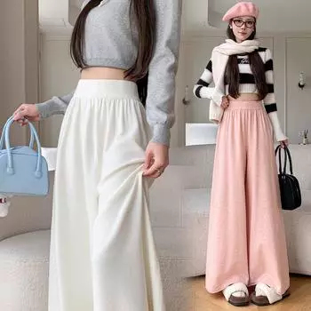 Мягкие и уютные широкие брюки, идеально подходящие для ленивых осенних и зимних дней M серый