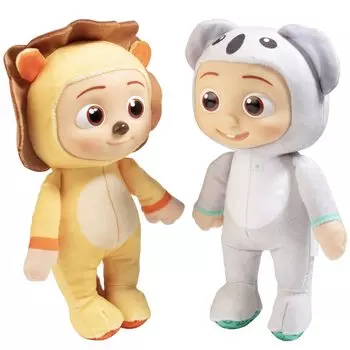 Мягкие игрушки CoComelon JJ Lion & Koala, 2 шт. в упаковке — милые мягкие плюшевые игрушки в виде кукол высотой 8 дюймов — официально лицензированы — подарок для детей и малышей