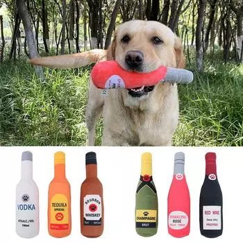 Мягкие игрушки для собак, пищащая игрушка в форме бутылки шампанского и текилы, устойчивая к укусам, жевательная игрушка для чистки зубов, товары для животных синий