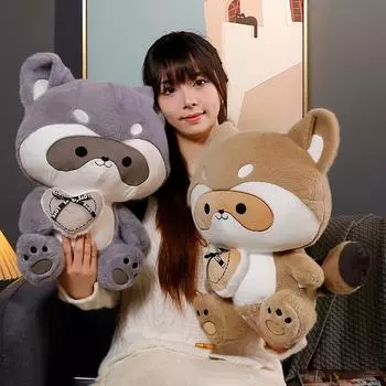 Мягкие игрушки енота, мягкие игрушки енота, игрушки для подруги, плюшевые игрушки енота 25cm серый