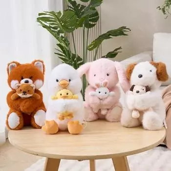 Мягкие игрушки-лисы, кукла-мама с милыми малышами, мягкие плюшевые игрушки, магнитная игрушка для взаимодействия родителей и детей для детей Rabbit