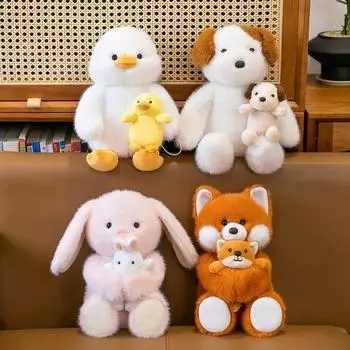 Мягкие игрушки-лисы, кукла-мама с милыми малышами, мягкие плюшевые игрушки, магнитная игрушка для взаимодействия родителей и детей для детей Fox