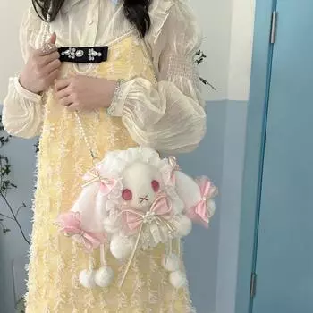 Мягкие игрушки Лолита Кролик Сумки через плечо Мягкий кролик JK Сумка через плечо Сумки с длинными ушками Кролик Девочки вино красного