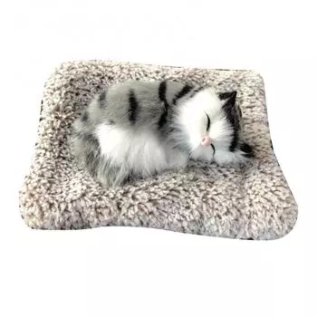 Мягкие игрушки, милая имитация животного, милая имитация спящего кота, плюшевая бамбуковая угольно-угольная кукла, украшение для приборной панели автомобиля циан