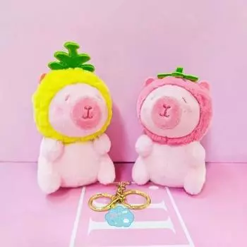 Мягкие игрушки плюшевая капибара брелок розовая капибара кукла милая пушистая кукла животное дети