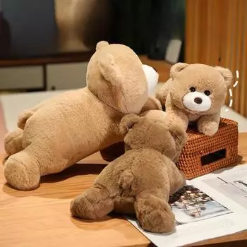 Мягкие игрушки, плюшевые, новые, мягкие и милые, плюшевые, в позе лежа, медвежонок, плюшевая игрушка, украшение комнаты, удобный подарок на день рождения для ребенка 26cm