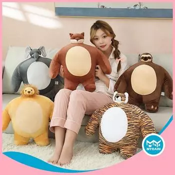 Мягкие игрушки с маленькой головой, медведь, тигр, слон, леопард, плюшевые игрушки, куклы, подушка, рождественский подарок для Bear-24cm