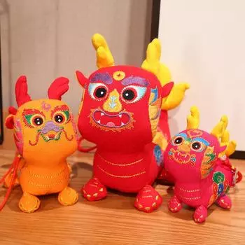 Мягкие игрушки-талисманы Года Дракона Кукла Stubble Five-Fulong Зодиакальный дракон Кукла Года Дракона Подарки на открытие компании 12cm