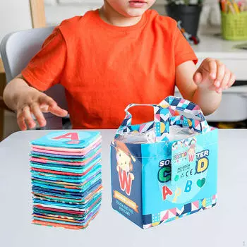 Мягкие карточки с буквами алфавита для малышей, буквы Flash, моющиеся, с сумкой для хранения, игрушка для раннего обучения