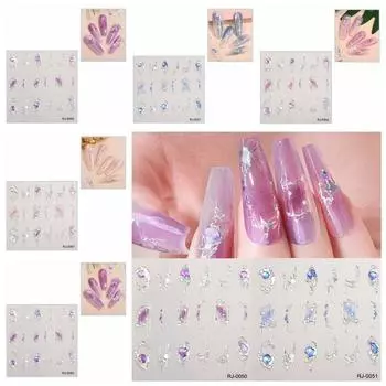 Мягкие клейкие бронзирующие лазерные наклейки для ногтей, украшения для ногтей своими руками, бронзирующие наклейки для ногтей, маникюрный салон RJ-0053