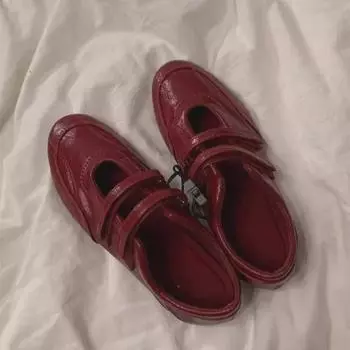 Мягкие кожаные балетные кеды Мэри Джейн на липучке для женщин, красные, на плоской подошве с внутренней вставкой US 8 красный