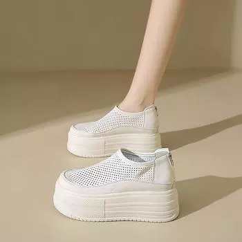 Мягкие кожаные белые туфли на толстой подошве для занятий спортом на доске 34 абрикосовый