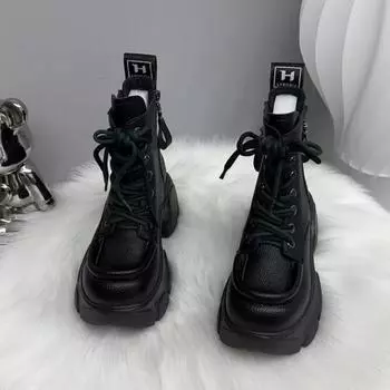 Мягкие кожаные ботинки Martin женские новые осенне-зимние одинарные ботинки британские ботинки женские бархатные термосапоги из хлопка на толстой подошве женские 35