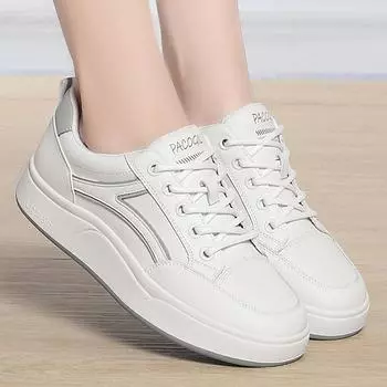 Мягкие кожаные кроссовки для женщин, мягкая подошва, новая весенняя и осенняя обувь, легкая кожаная повседневная спортивная обувь 35