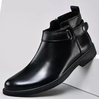 Мягкие кожаные мужские ботинки Chelsea Fashion Shoes Новые горячие продажи Мужские зимние ботильоны Деловые туфли Slip on Мужские зимние ботинки 37