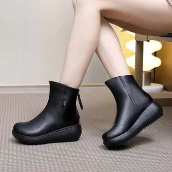 Мягкие кожаные ретро-ботинки Martin для женщин в британском стиле 2024 года, новые осенне-зимние универсальные короткие ботинки с боковой молнией на мягкой подошве для женщин 35