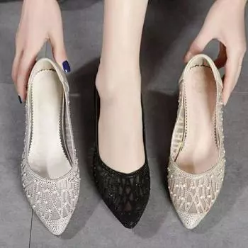 Мягкие кожаные сандалии со стразами, женские летние туфли из сетчатой ткани на плоской подошве, одинарные туфли из мелкой сетки, женская обувь 35 серебряный