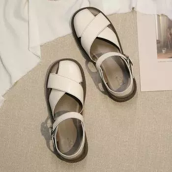 Мягкие кожаные сандалии женские летние женские сандалии 2024 года модные женские прогулочные сандалии с открытым носком для женщин обувь 35 бежевый