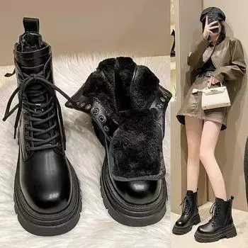 Мягкие кожаные сапоги с толстой подошвой, женские, весна-лето, короткие сапоги, женские одинарные сапоги 35