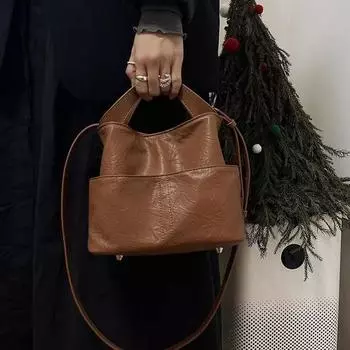 Мягкие кожаные сумки для женщин универсальные сумки через плечо простая сумка для покупок через плечо ретро и повседневная подвеска